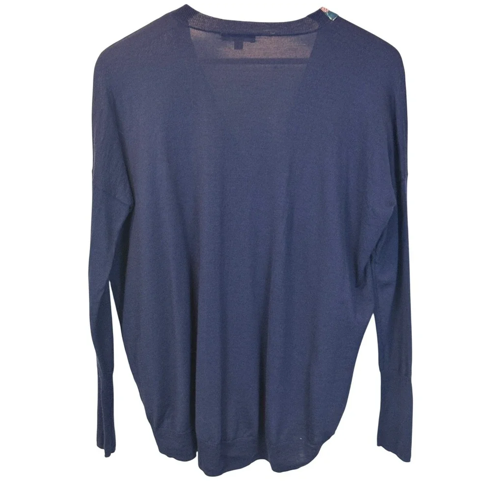 Abigail Borg for J. Crew Navy Blue 100% Merino Wool V-Neck Sweater size Small‎